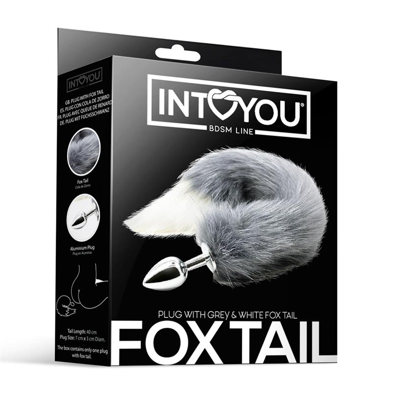 INTOYOU BDSM LINE ANAL PLUG WITH GRAY AND WHITE FOX TAIL