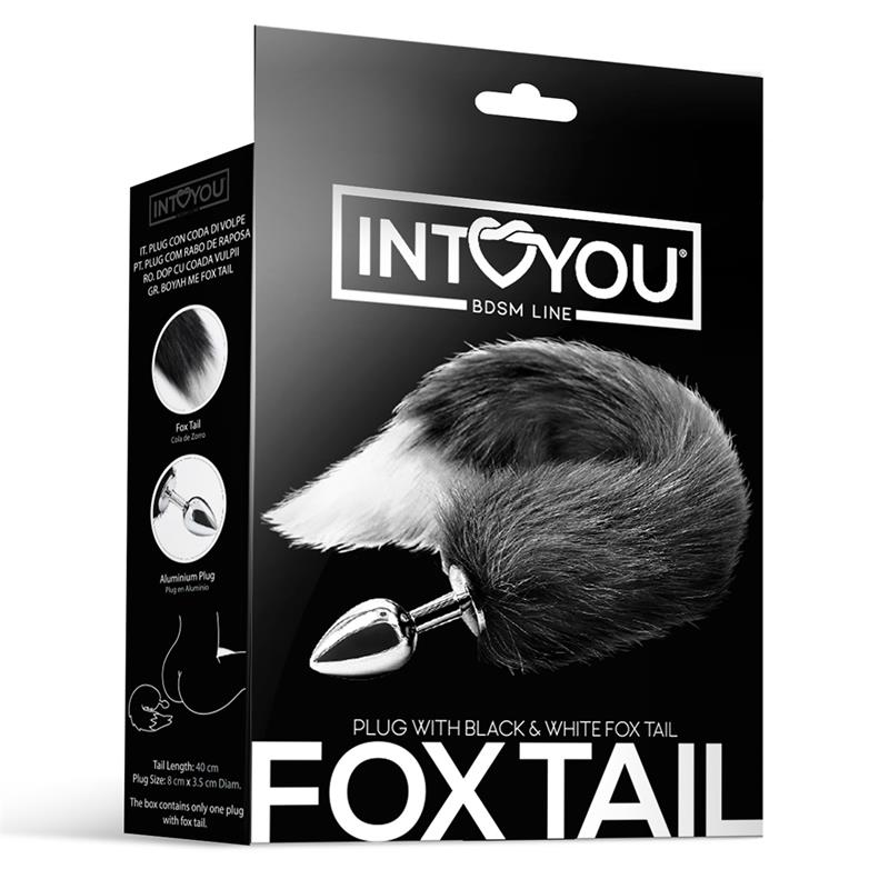 INTOYOU BDSM LINE ANAL PLUG WITH BLACK AND WHITE FOX TAIL