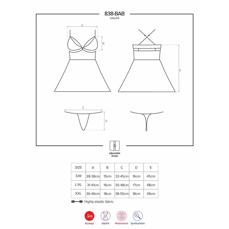 Lencería Obsessive Babydoll y Tanga Negro
