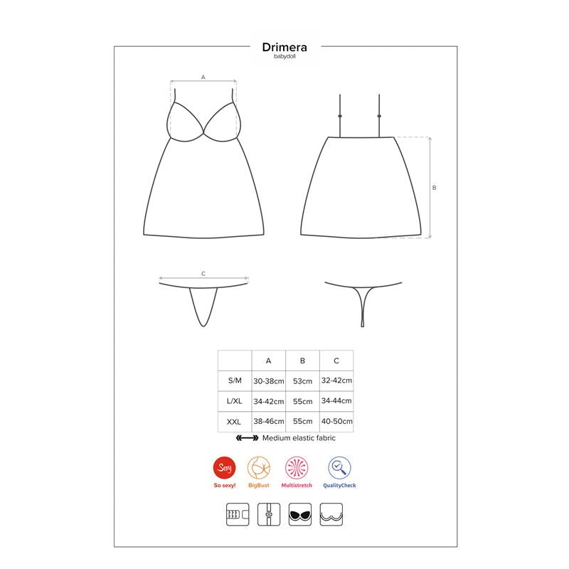 Lencería Obsessive Drimera Babydoll y Tanga Azul