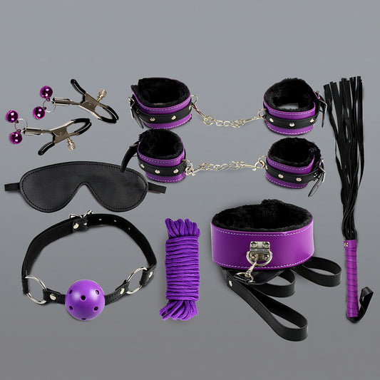 Set de BDSM Secret Play Secret Bondage con 8 Piezas Morado & Negro
