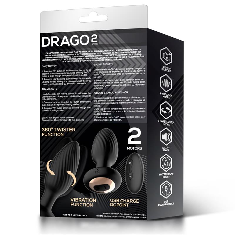 Plug Anal Intoyou Drago 2 con Vibración y Movimiento 360°