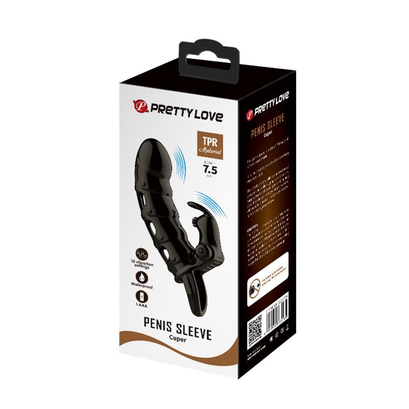 Funda para el Pene Pretty Love con Vibración y Estimulador de Clítoris