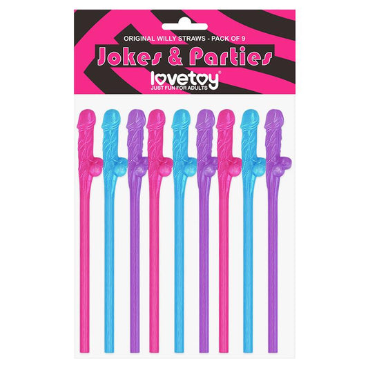 Pajitas de Pene Multicolor Lovetoy (Pack de 9)