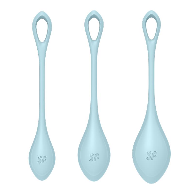 Satisfyer Yoni Power 2 Bolas Chinas Set de 3 Azul Claro