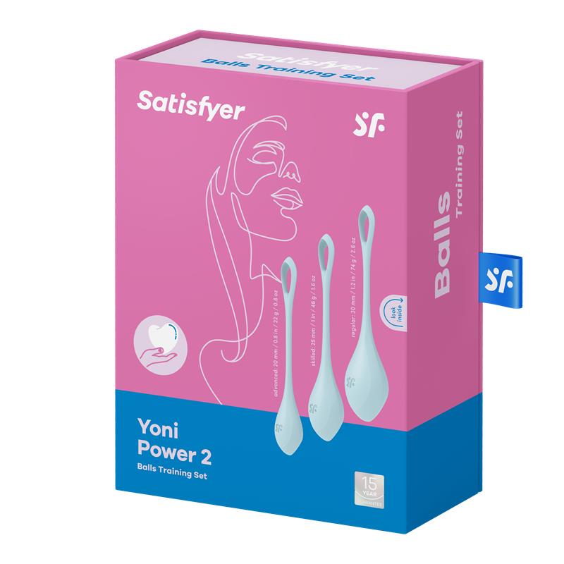 Satisfyer Yoni Power 2 Bolas Chinas Set de 3 Azul Claro