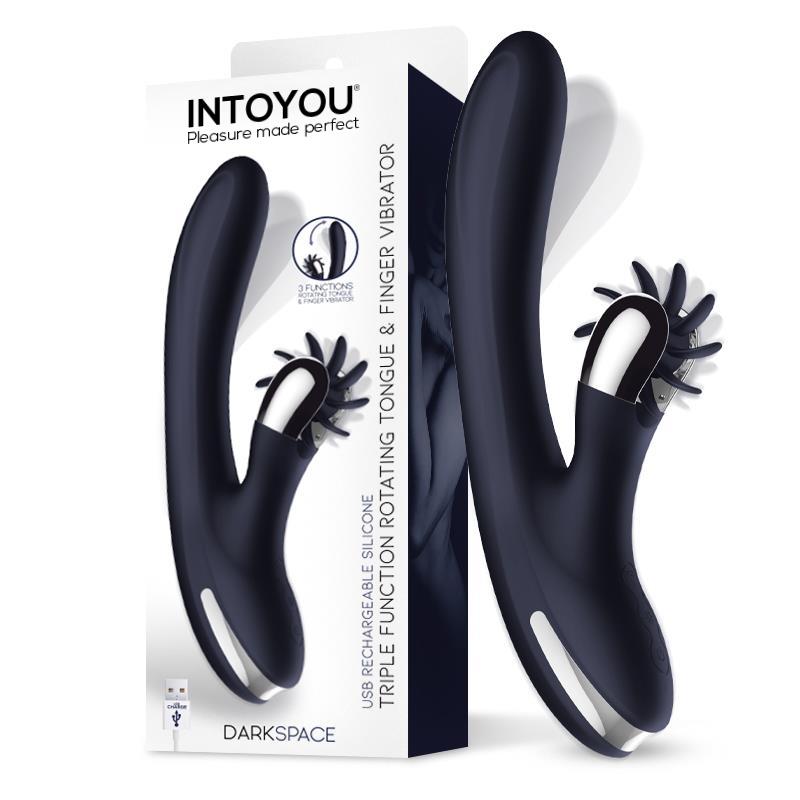 Vibrador INTOYOU Darkspace con Lenguas Rotadoras y Movimiento Finger