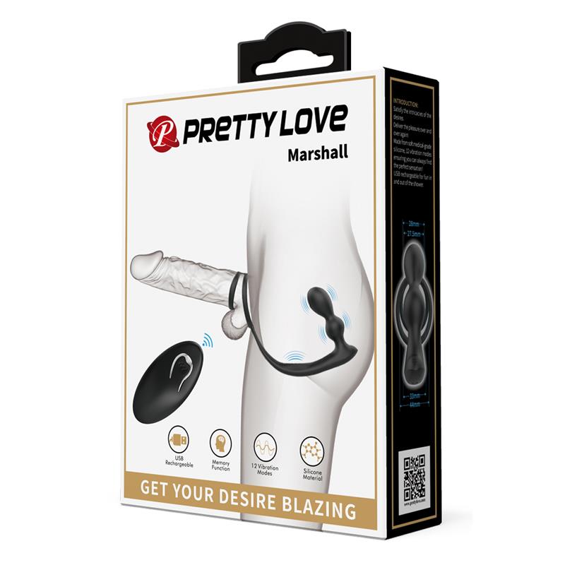 Plug Anal Pretty Love Marshall con Vibración y Anillo para el Pene
