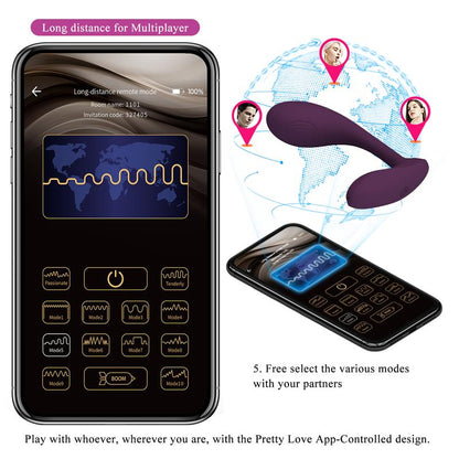 Estimulador de Clítoris Doble Estimulación Pretty Love Baird Púrpura con Control por App