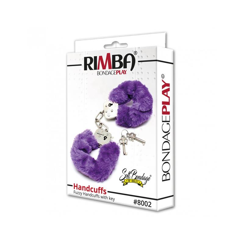 Esposas Metálicas Rimba Bondage Play con Pelo Artificial Morado