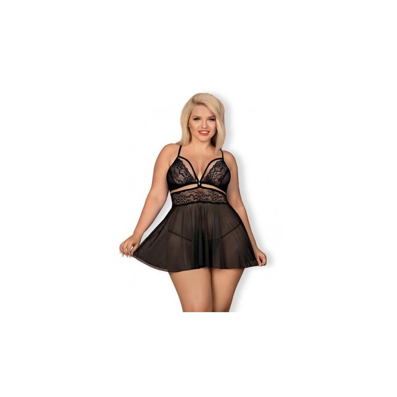 OBSESSIVE BABYDOLL AND BLACK THONG SET