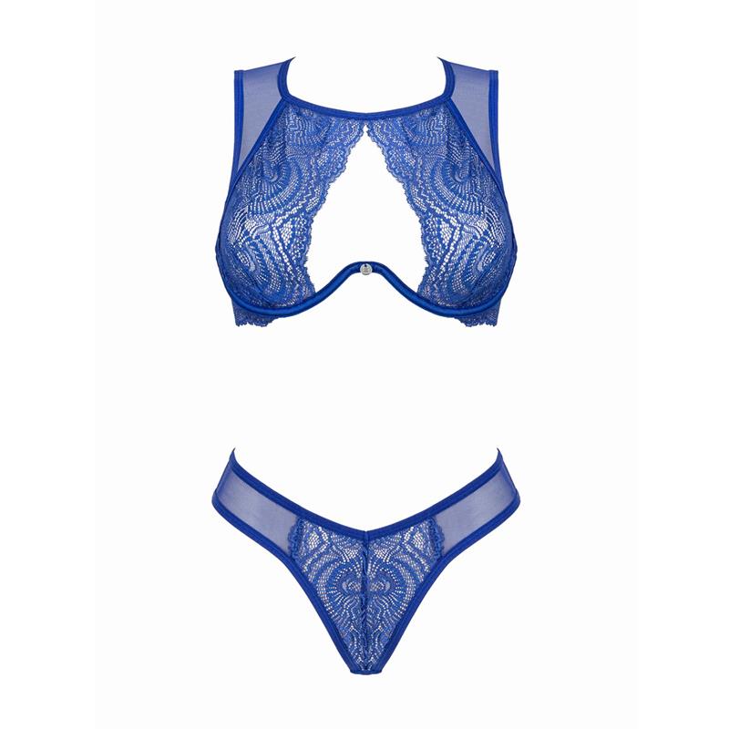 Lencería Obsessive Giselia Set de Sujetador y Tanga Azul