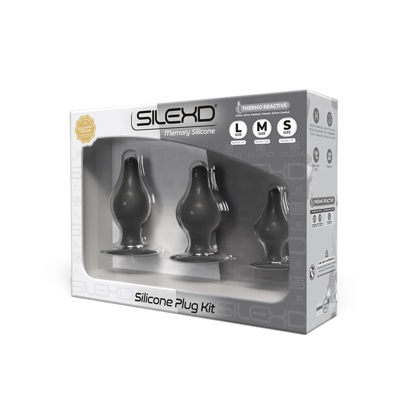 Plugs Anales SILEXD Kit de 3 Talla S, M, L con 9, 11, 13 cm Black