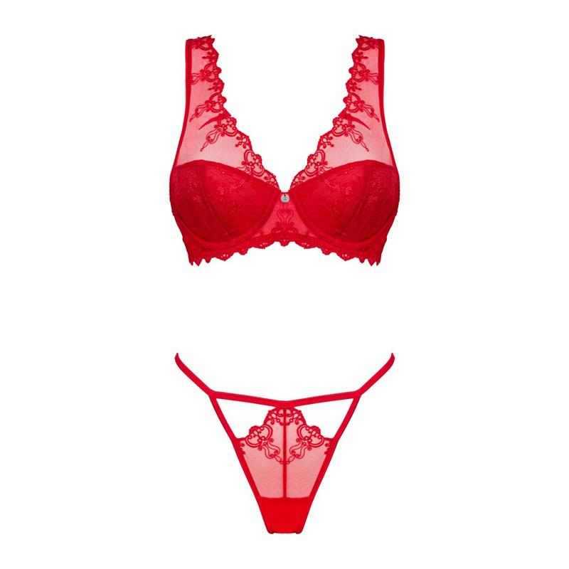 Lencería Obsessive Lonesia Set de Sujetador y Tanga Rojo