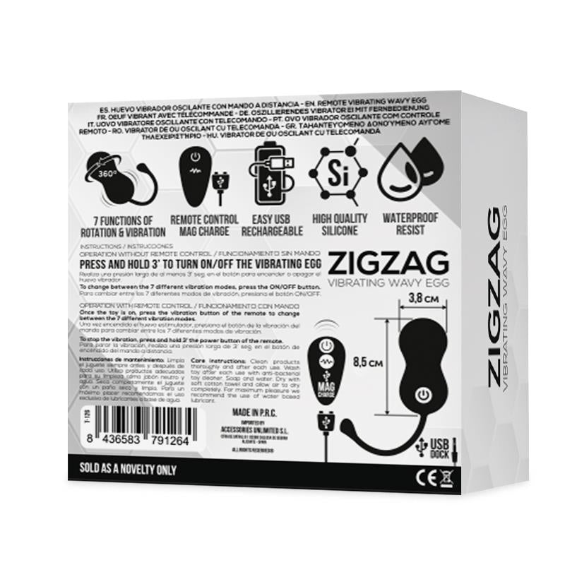 Huevo Vibrador TARDENOCHE Zigzag con Movimiento Zigzageante y Mando