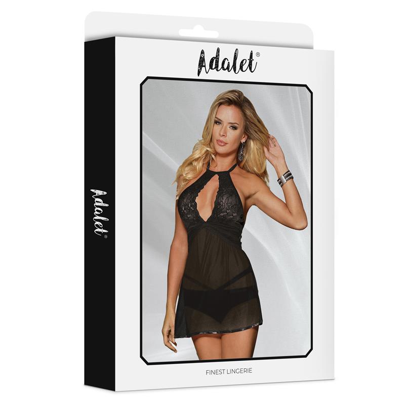 Lencería ADALET Lingerie Nova Babydoll y Tanga Negro