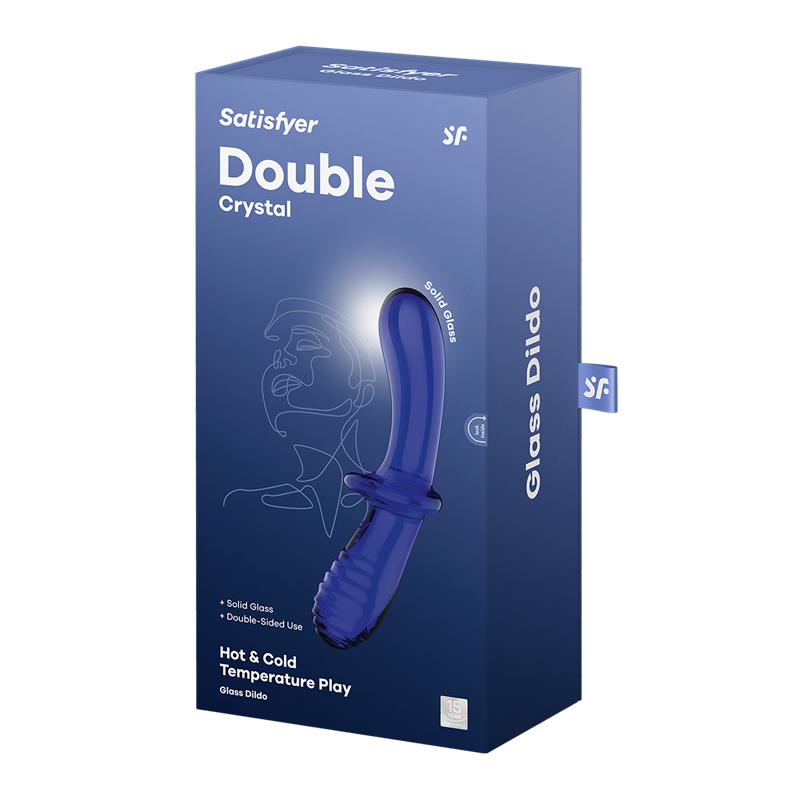 Satisfyer Double Crystal Dildo Hot and Cold Azul