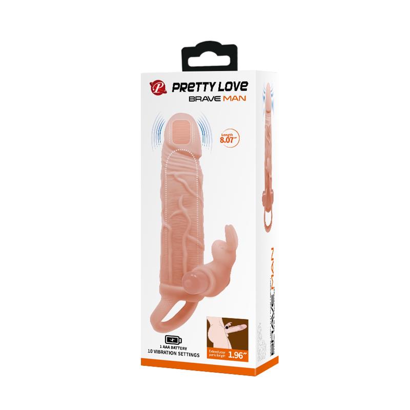 PRETTYLOVE BRAVE MAN PENISHÜLLE MIT VIBRATION + 5CM