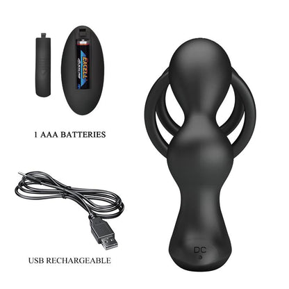 Plug Anal Pretty Love Marshall con Vibración y Anillo para el Pene