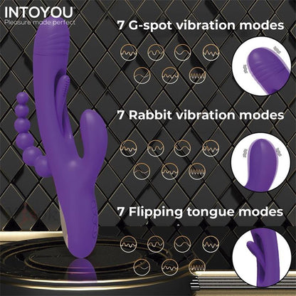 Vibrador para Punto G y Clítoris INTOYOU con Lengua y Cadena Anal