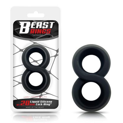 Anillo Doble para el Pene BEAST RINGS 100% Silicona 2 cm Negro