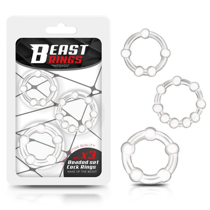 Anillo para el Pene BEAST RINGS Beaded Transparentes Set de 3