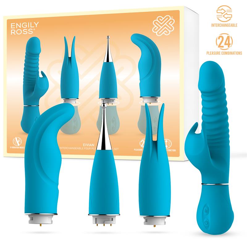 Estimulador de Clítoris Engily Ross Set 4 Piezas Intercambiables con Vibración