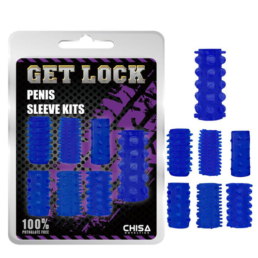 Kit de Fundas para el Pene Chisa Get Lock Color Azul Libre de Ftalatos