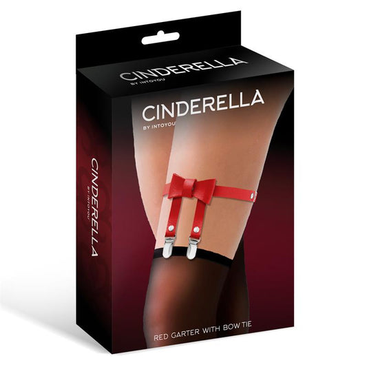 Lencería erótica CINDERELLA Liga con Lazo rojo Cuero Vegano Talla Única