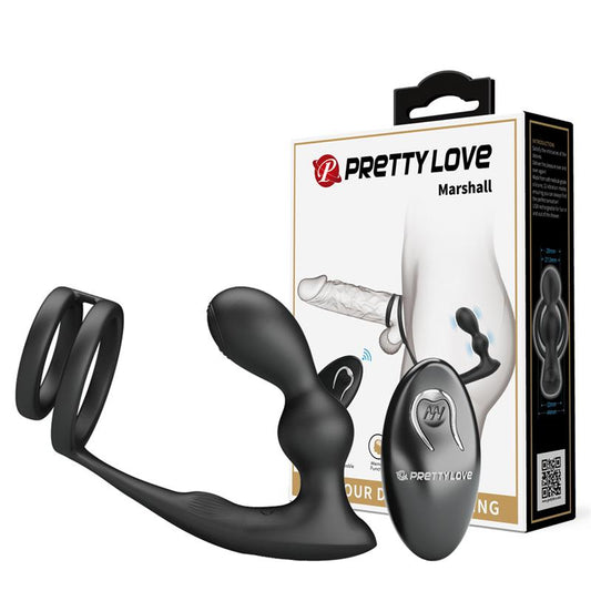 Plug Anal Pretty Love Marshall con Vibración y Anillo para el Pene