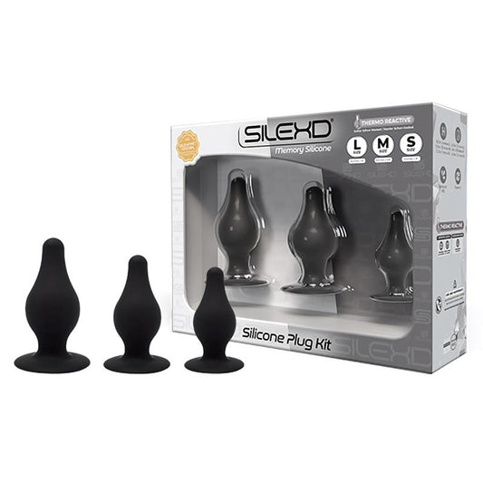Plugs Anales SILEXD Kit de 3 Talla S, M, L con 9, 11, 13 cm Black