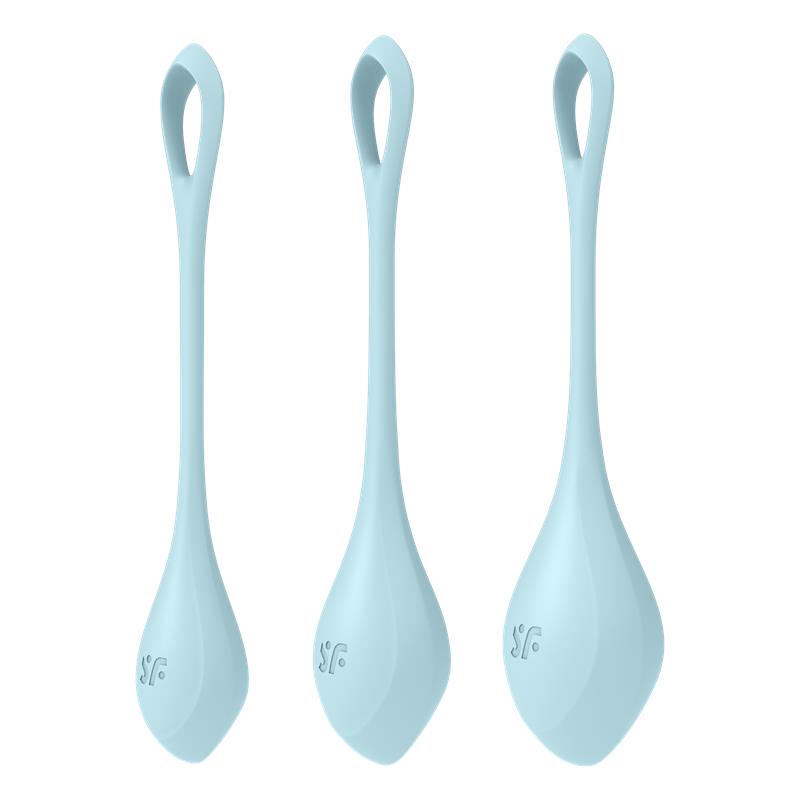 Satisfyer Yoni Power 2 Bolas Chinas Set de 3 Azul Claro