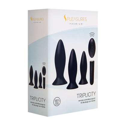 Plugs Anales S Pleasures Triplicity Black Pack de 3 con Bala Vibradora