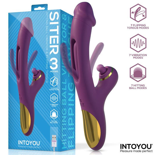 Vibrador para Punto G y Clítoris INTOYOU con Lengua con Movimiento y Bola Golpeteo