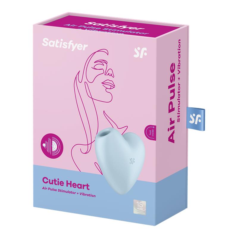 SATISFYER CUTIE HEART CLITORIS SUCKER AND BLUE VIBRATION