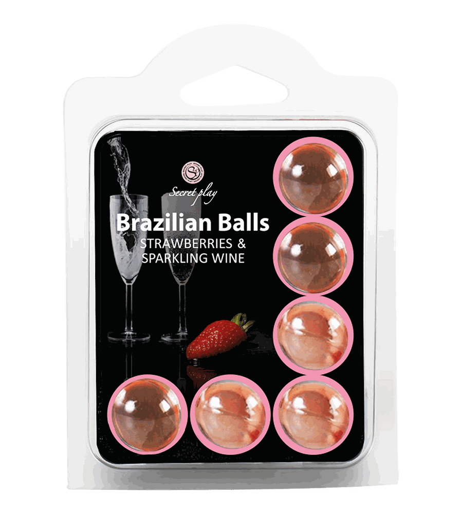 Bolas Lubricantes Secret Play Brazilian Balls Set de 6 Sabor a Fresa & Cava