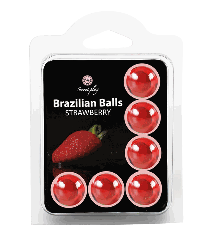 Bolas Lubricantes Secret Play Brazilian Balls Set de 6 Sabor a Fresa