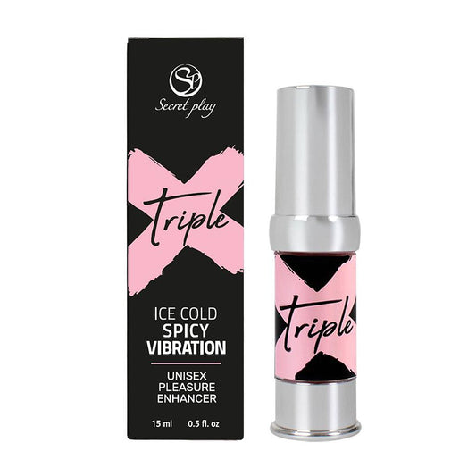 Gel Íntimo Intensificador de Placer Secret Play Triple X con Vibración y efecto Frío & Picante