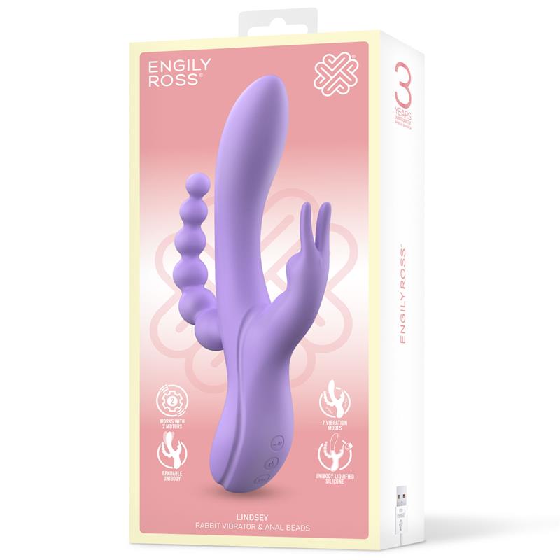 ENGILY ROSS LINDSAY VIBRATOR MIT ANALKETTE, FLÜSSIGER SILIKON-UNIKÖRPER, FLEXIBEL, 2 MOTOREN