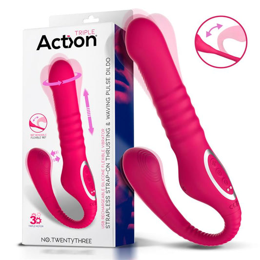 Vibrador Triple Función Action No. TwentyThree con Movimiento Thrusting